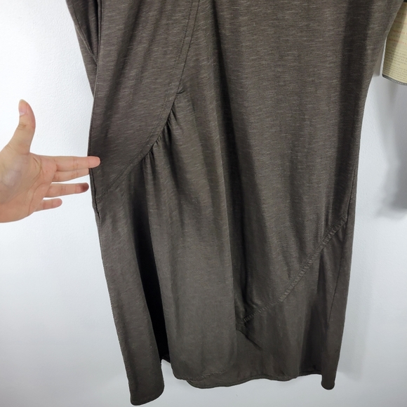 New Horny Toad Pirouette Ruched Asymmetric Long Sleeve Knit Midi Sheath Dress - Picture 9 of 12